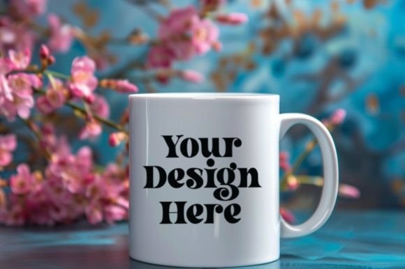 Coffee Mug Mockup Placed on a Garden