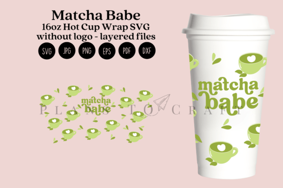 Matcha Babe 16oz Hot Cup Tumbler Wrap